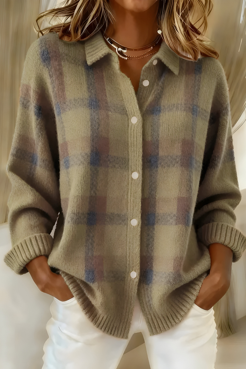 Thalia | Checked Knit Cardigan